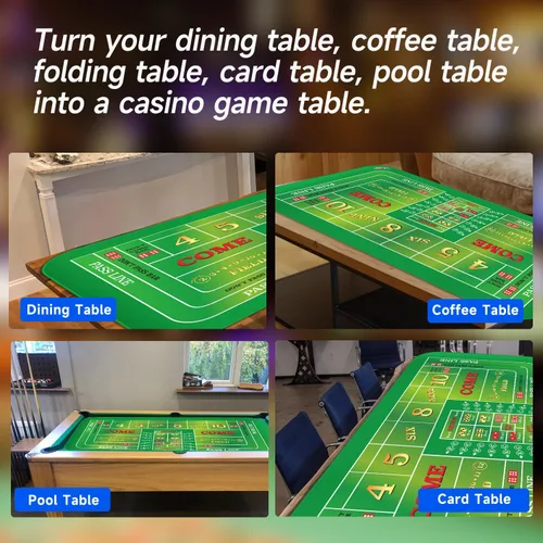 Miniatura 7 de GSE Games & Sports Expert Tapete de mesa de dados de casino de 70 x 35 pulgadas con bolsa de transporte, cubierta de goma antideslizante