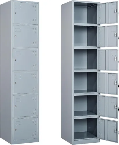 Miniatura 7 de SISESOL Armario de almacenamiento de armario de metal de 3 puertas con puertas y estantes, armarios de metal negro con, armario de almacenamiento