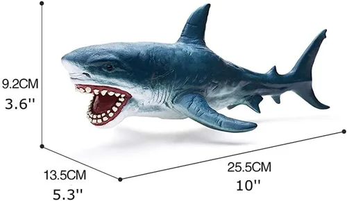 Miniatura 8 de Gemini&Genius Figura de acción de animal marino, gran tiburón blanco, modelo de tiburón megalodón, juguete de goma suave, realista, tiburón océano