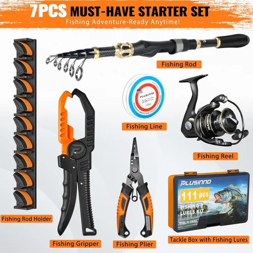 Miniatura 2 de PLUSINNO Fishing Gear,Full Fishing Pole kit Include Fishing Rod and Reel Combo, Tackle Box with Fishing Lures, Fishing Accessories, Fishing