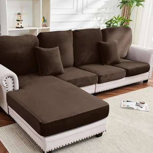Miniatura 90 de Funda para Sofá de Terciopelo Elástico Funda de Cojín de Sofá 1 Pieza - Funda Deslizable Elástica Lavable para Asiento o Respaldo, Fundas de Asiento