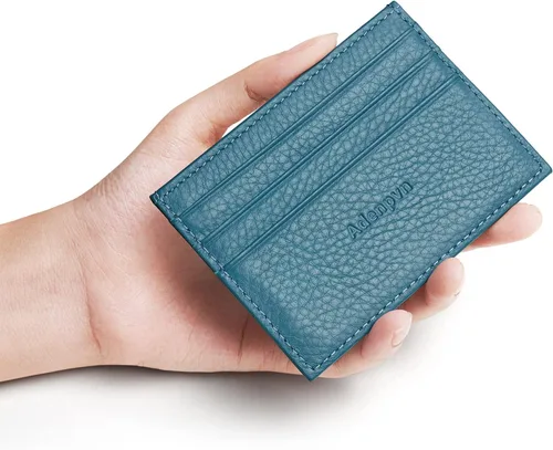 Miniatura 27 de Cartera de tarjeta de crédito de cuero genuino, billetera minimalista, inserciones de billetera delgada, 003, Estuche para tarjetas de crédito