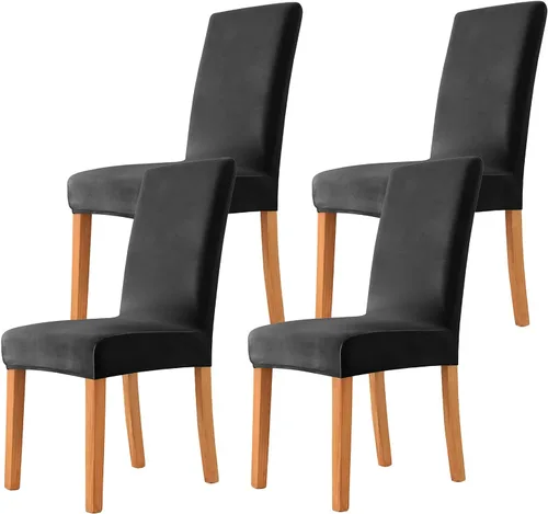 Miniatura 62 de Velvet Chair Covers Beige Gray, Stretch Dining Room Chair Covers 2 Pack, Super Fit Dining Chairs Slipcovers Spandex Washable Kitchen Parson Chair