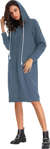 Miniatura 3 de GRACE KARIN - Sudadera casual con capucha para mujer, con bolsillos y cremallera, estilo túnica