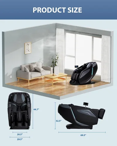 Miniatura 2 de Silla de masaje 4D: Silla de masaje de gravedad cero de cuerpo completo, silla de pista SL de cuerpo completo, color negro