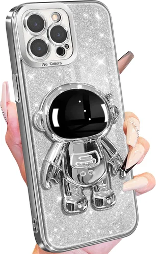 Miniatura 18 de Buleens Funda para iPhone 13 Pro Astronauta, Fundas Transparentes para iPhone 13 Pro con Papel Brillante y Soporte de Astronauta, Mujeres Niñas Rosa