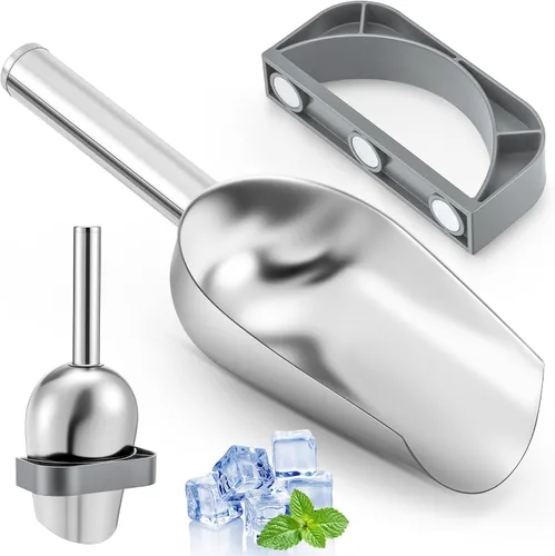 Miniatura 9 de Cuchara de hielo con soporte magnético compatible con máquinas de hielo GE Opal 2.0, cuchara de aleación de acero inoxidable de bajo carbono de 9