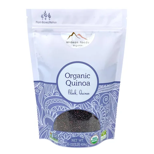 Andean Foods Organic Quinoa negra de alta calidad, superalimento, sin OMG, sin gluten, vegano, 1 libra, 16 onzas Negro