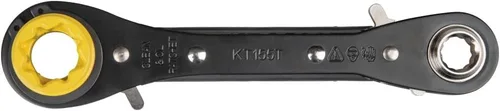 Miniatura 12 de Klein Tools KT155T Llave de trinquete 6 en 1 para electricista con diseño de perno pasante y casquillo amarillo brillante