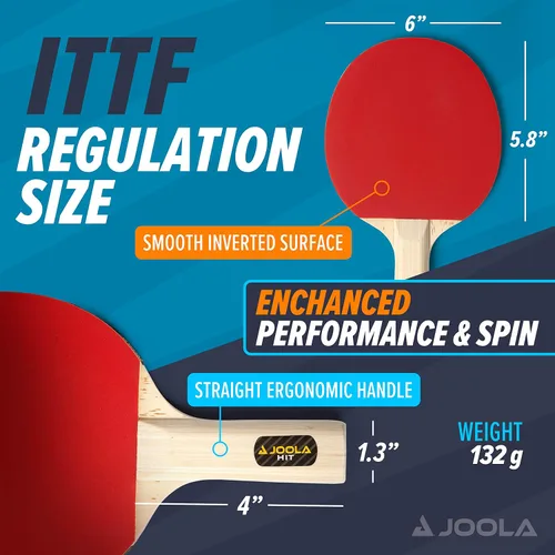 Miniatura 4 de JOOLA Juego Avanzado Premium de Palas de Ping Pong Set de 4 - Palas Profesionales de Tenis de Mesa, 6 Pelotas Avanzadas de Entrenamiento de Ping