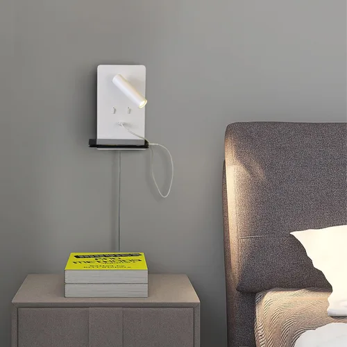 Miniatura 2 de ZEROUNO Lámpara de pared para dormitorio, luz de lectura montada en la pared, apliques de cabecera LED con interruptor Puerto USB Lámparas de Blanco