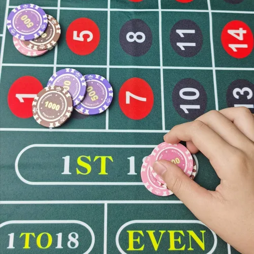 Miniatura 4 de BALIKEN - Tapete de mesa de ruleta de 36 x 18 pulgadas y dados de fieltro de grado profesional Verde/Verde