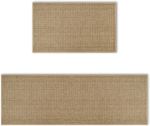 Miniatura 9 de Artoid Mode Juego de 2 alfombras y tapetes de cocina lavables, de goma antideslizante, absorbentes, para el frente del fregadero, 17 x 29 y 17 x 47