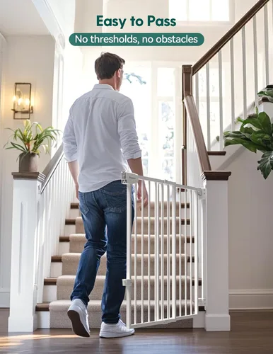 Miniatura 2 de Babelio Puerta para Bebé/Mascota de 29.7-46.5 pulgadas sin barra inferior para escaleras, casa y entradas, puertas de seguridad para mascotas
