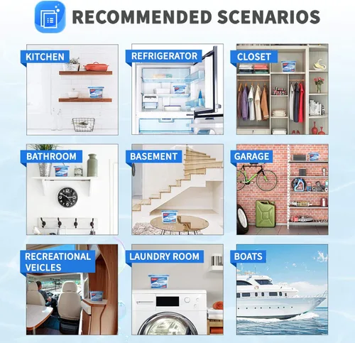 Miniatura 6 de Vacplus Paquete de 6 absorbentes de humedad, cajas de absorción de humedad portátiles para tu baño, armario y automóvil, deshumidificador