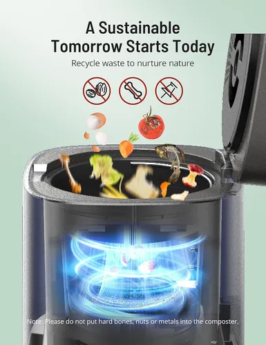 Miniatura 4 de Paris Rhône Compostador de cocina inteligente para residuos, contenedor eléctrico de compost de cocina, respetuoso con el medio ambiente