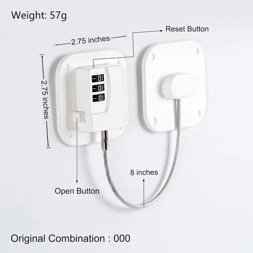 Miniatura 2 de Cerradura de refrigerador, cerradura de nevera resistente, cerradura de combinación para armarios de refrigerador, cajones, seguridad, fácil