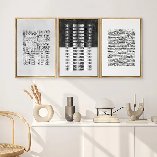 Miniatura 412 de SIGNWIN Lienzo enmarcado para pared, arte con pinceladas de flujo neutro en tonos beige abstractos, ilustraciones, arte moderno, decorativo