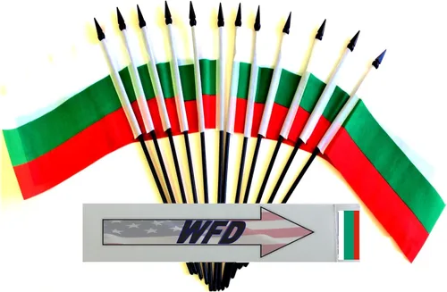 Miniatura 80 de World Flags Direct Banderas en miniatura de poliéster de Afganistán, paquete de 12, decoración de mesa de fiesta, desfiles, 4 x 6 pulgadas, verde