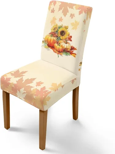 Miniatura 75 de Rnyleeg Thanksgiving Chair Covers for Living Room No Arms Turkey Pumpkin Stretch Dining Chair Covers Set of 6 Soft Washable Kitchen Chair Protector