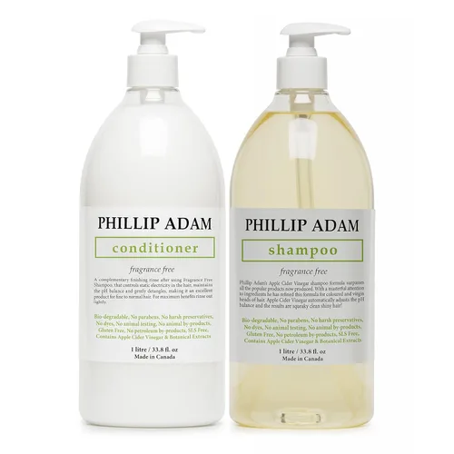 Phillip Adam Juego de champú y acondicionador sin fragancia, sin sulfato y equilibrio del pH, 33.8 onzas cada uno