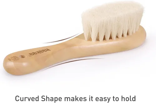 Miniatura 4 de haakaa Juego de cepillo y peine para el pelo del bebé para recién nacidos y niños pequeños, cerdas de lana suave natural y mango de madera, arregla