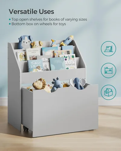 Miniatura 5 de SONGMICS Estantería infantil y organizador de juguetes, baúl y estantería de almacenamiento de juguetes con 3 estantes, caja de almacenamiento