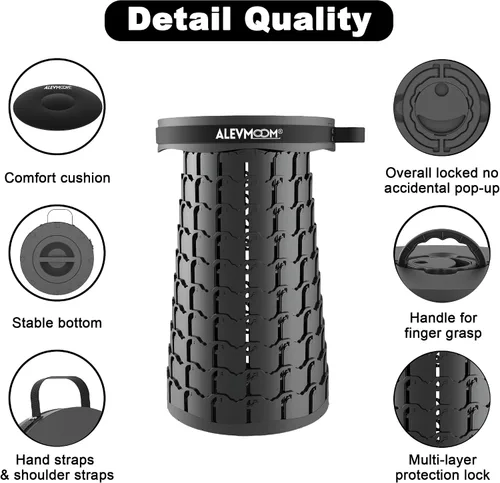 Miniatura 5 de ALEVMOOM Taburete plegable XXL mejorado de 19.7 pulgadas con cojín, taburete telescópico portátil, capacidad de 1000 libras, silla plegable