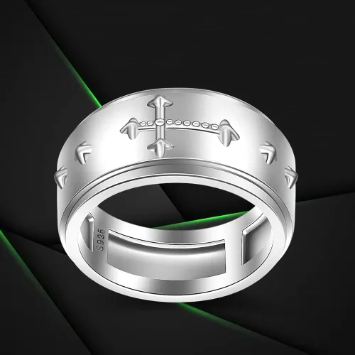 Miniatura 8 de Anillo giratorio con rosario en cruz para la ansiedad, para mujeres, adolescentes, plata de ley con oración a través de él, anillos cruzados