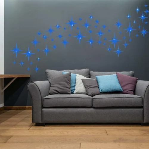 Miniatura 4 de ELANE 100 calcomanías de pared de espejo acrílico, decoración de estrellas para baño (azul)