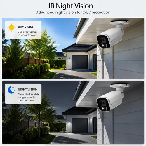 Miniatura 5 de Cámara IP POE de 5 MP, cámara de seguridad impermeable IP65 para interiores y exteriores, lente de 0.142 in, visión nocturna IR de 49.2 ft, cámara