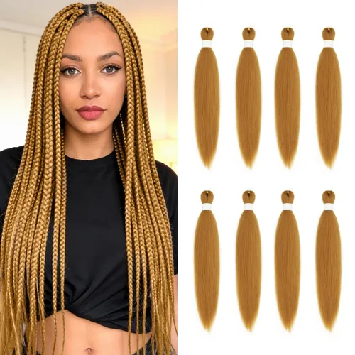 Miniatura 77 de 8 paquetes de extensiones preestiradas - 16 pulgadas de cabello trenzado premium, 55G/paquete, sin picazón, fijación en agua caliente, textura Perm
