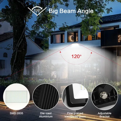 Miniatura 2 de Luz de inundación LED de 200 W, 20000 lúmenes, luces de seguridad superbrillantes, enchufe certificado UL, luz de inundación impermeable IP66, luz