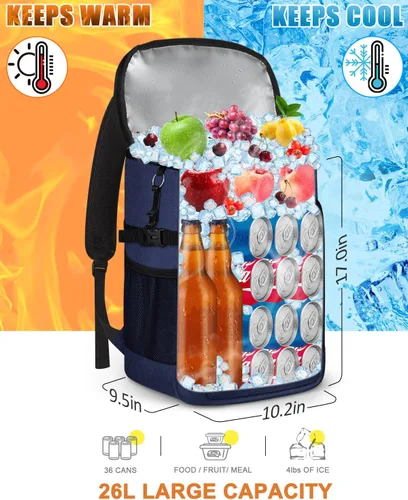 Miniatura 6 de Capolo Mochila térmica térmica impermeable para mujeres y hombres, 36/45 latas, lonchera a prueba de fugas, bolsa térmica suave para acampar y playa