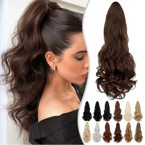 Miniatura 9 de Extensión de cola de caballo de 18 pulgadas, extensiones de cola de caballo sintéticas de aspecto natural, extensiones de cabello para mujer, rubio