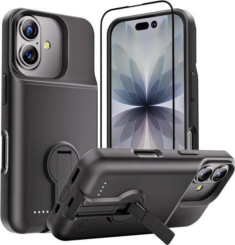 GIN FOXI Funda de batería para iPhone 17, cargador de estuche recargable con soporte de 8500 mAh de carga rápida ultradelgada ligera y potente, caja