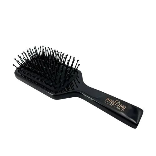 Miniatura 4 de Phillips Brush Luxe Square Paddle - Cepillo de pelo de tamaño pequeño, color negro elegante con detalles dorados, cepillo desenredante de 7 pulgadas