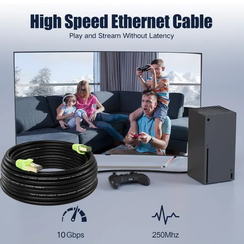 Miniatura 7 de Cable Ethernet Cat 7 para exteriores, 26 AWG, resistente, Cat7, cable de conexión de red RJ45, velocidad de transmisión, 10 Gbps, ancho de banda