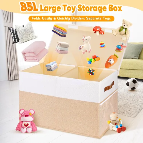 Miniatura 2 de Mabahoo Caja de juguetes grande, caja de almacenamiento plegable y resistente con tapas, organizador de almacenamiento de baúl de juguetes