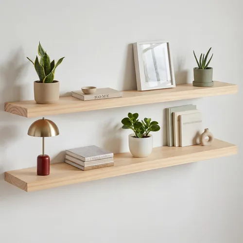 Miniatura 30 de Homeforia Estante flotante blanco de 48 pulgadas, estantes flotantes de madera maciza de alta gama de 48 pulgadas de largo para montaje en pared