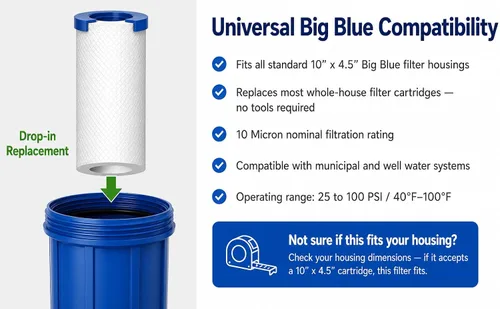 Miniatura 6 de APEC Water FI-KDF55-10BB GAC Filtro de agua de carbono para toda la casa; metales pesados, reducción de cloro y bacterias, 4.5 x 10 pulgadas