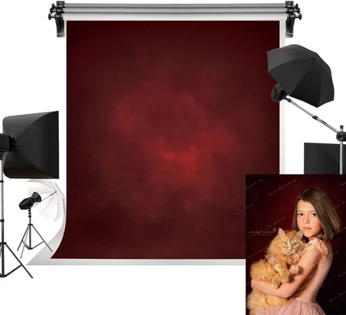 Kate Telón de fondo rojo oscuro con textura de color rojo oscuro, fondo de retrato abstracto burdeos, accesorios de estudio de fotos y vídeo,