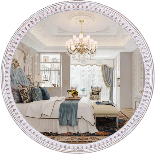 Miniatura 11 de Espejo de pared redondo de madera rústica de 24 pulgadas, espejos circulares decorativos para baño sobre fregadero, sala de estar, entrada, Estilo 2