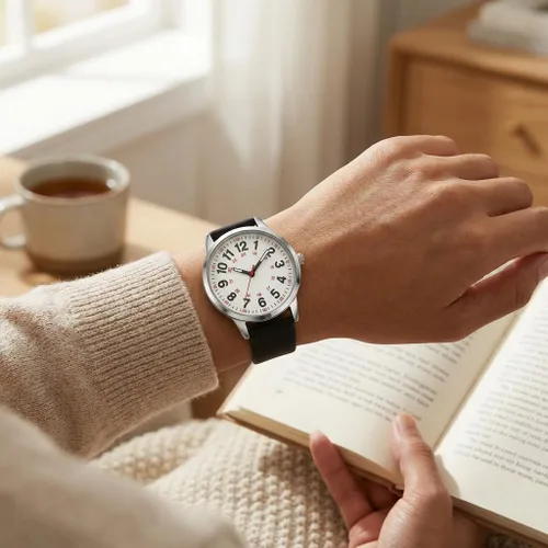 Miniatura 9 de Easy Read Women’s Watch with Second Hand, 35mm Dial with Large Arabic Numbers, Water Resistant Silicone Strap Wrist Watch with Luminous Hands