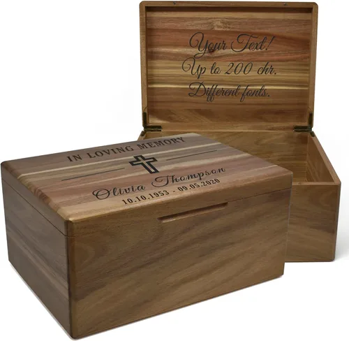 Miniatura 63 de Caja de madera grabada personalizada grande – Caja de recuerdo de madera de acacia con mensaje oculto personalizado, cajas de memoria de nogal