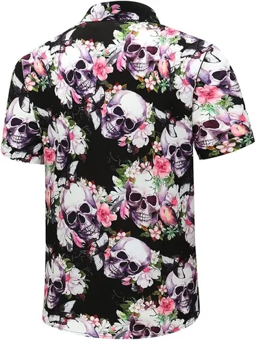Miniatura 4 de SheLucki - Camisa hawaiana para hombre, unisex, de manga corta, con botones, para la playa y el verano, ropa casual estampada con sombra de palmas