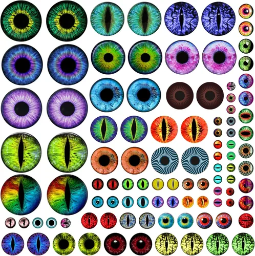 Miniatura 9 de Cabujón de cristal de ojos de tamaño mixto de 30/25/20/16/12/8/0.236 in para hacer muñecas de arcilla, esculturas, accesorios de manualidades