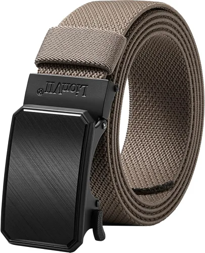 Miniatura 7 de LionVII Cinturón para hombre con trinquete elástico, cinturón elástico para el trabajo con hebilla automática para hombres, 1 3/8" ajustable