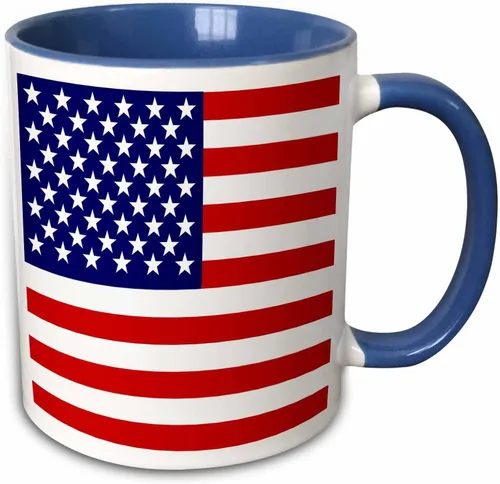 Miniatura 12 de 3dRose Bandera americana - Patriotic USA estrellas y rayas rojo blanco y azul - 4 de julio America Patriot 11oz taza negra bicolor