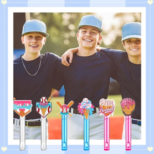 Miniatura 5 de Foilswirl 30 piezas de burbujas de helado de béisbol, regalos de fiesta, mini varitas de burbujas, tubo a granel, bolsas de regalo, premios, regalo